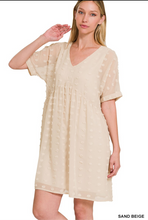 Load image into Gallery viewer, Swiss Dot Babydoll Dress- Sand Beige