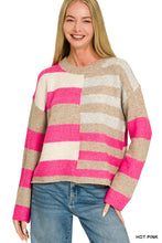 Load image into Gallery viewer, Hot Pink Color Block Sweater