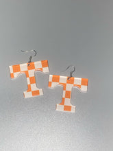 Load image into Gallery viewer, Checkered Power T Dangle Earrings