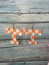 Load image into Gallery viewer, Checkered Power T Dangle Earrings